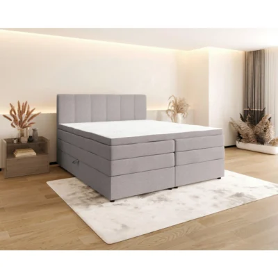 Esposa Boxspringbett BOXHÖHE in Hellgrau, Liegefläche 140x200 cm – mit Bettkasten, Taschenfederkern